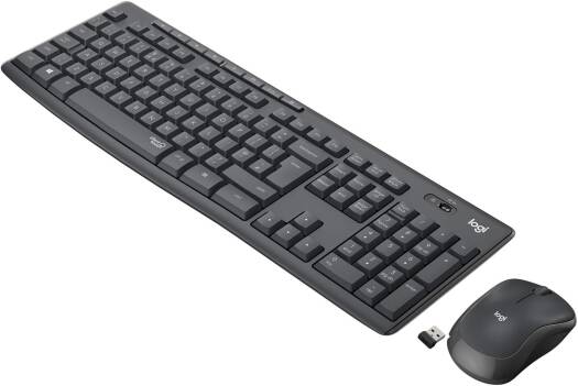 Logitech MK295 Silent Wireless Keyboard and Mouse Combo, 10m Wifi Range, 2.4GHz Wireless, Nano USB Receiver, Silent Touch Technology, English/ Arabic Qwerty Layout, Graphite | 920-009801
