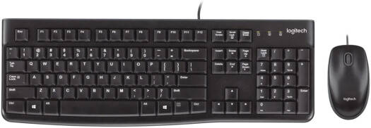 Logitech MK120 Wired Keyboard and Mouse for Windows, Optical Wired Mouse, USB Plug and Play, Full Size, PC/Laptop, English/Arabic Layout Black | 920-002546