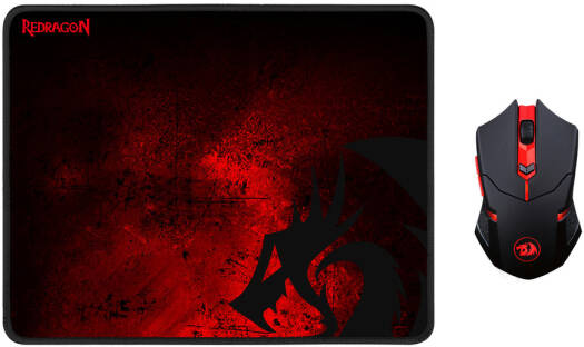 Redragon M601WL-BA 2-in-1 Mouse & Mousepad Bundle, Up to 2400 DPI Adjustable, 2.4GHz Wireless Connectivity, Advanced Gaming Sensor, Stitched Edges, Silk-Processed Cloth surface, Black | M601WL-BA