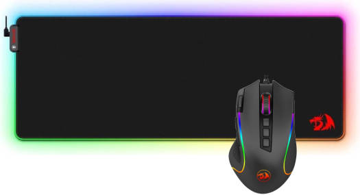 Redragon M612 Predator RGB Wired Optical Gaming Mouse Redragon P033 Suzaku RGB LED Gaming Extended Mousepad, 8000 DPI Resolution, Soft Waterproof Surface, Black | Predator M612-RGB / P033