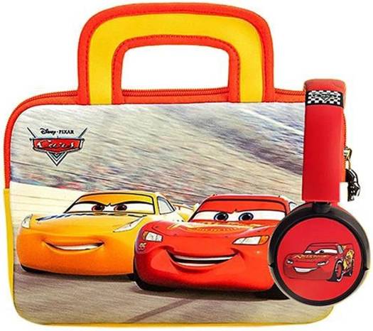 Pebble Gear PG916625M Cars 8" Carry Bag and Headphone Bundle, Made From Easy to Clean Neoprene, Durable Zip, Red-Yellow | PG916625M