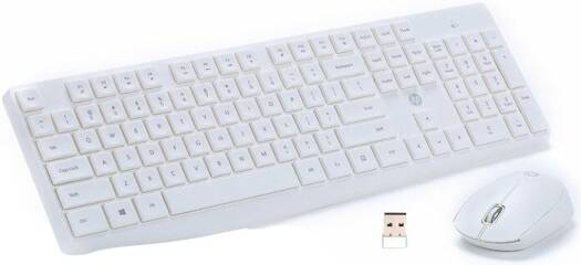 HP CS10 Wireless Keyboard and Mouse Combo, 2.4 GHz Wireless Connection, Up to 1600 DPI Optical Sensors, Professional Optical Sensor, Optimized Keys, English Keyboard, White | 6NY41PA