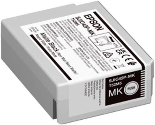 Epson SJIC42P-MB Ink Cartridge, For ColorWorks C4000e BK, Yield 50.0 ml, Fade and Water Resistant Prints, Matte Black | C13T52M540
