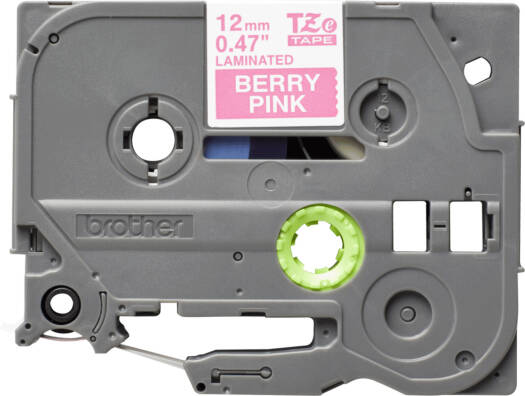 Brother 12mm Laminated Label Tape, White on Berry Pink, 5m Length, Durable, Water-Resistant, High-Contrast Print, Compatible with TZ/TZe Printers | TZe-MQP35