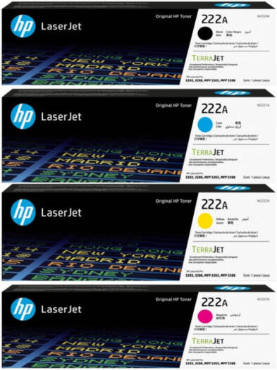 HP Toner Cartridge 222A W2220A/W2221A/W2222A/W2223A For Use With LaserJet Pro 3203, 3288, MFP 3303, MFP 3388 Printer Series Black/Cyan/Yellow/Magenta