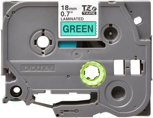Brother TZe-741 18 mm (W) x 8 m (L) Labelling Tape Cassette Laminated Brother Genuine Supplies, Black on Green | TZe-741