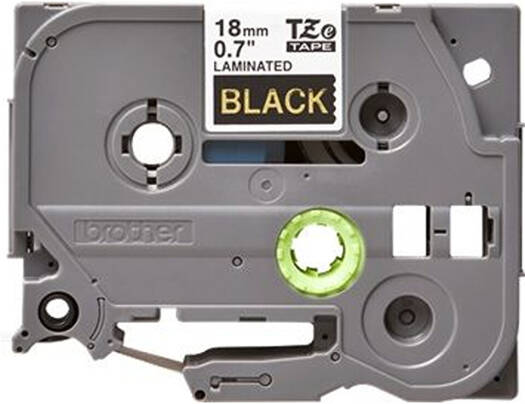 Brother TZe-344 Gold on Black Laminated Tape, 18mm Wide, 8m Long, High Quality Genuine Brother Laminate Cassette | TZe-344