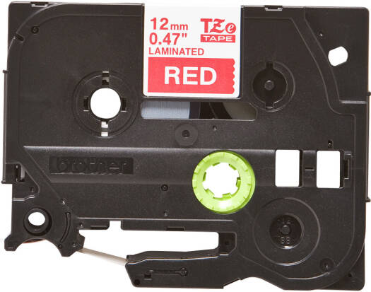Brother TZe-435 12mm Black on Red Laminated Tape, 12mm Wide, 8m Long, Laminated for Indoor or Outdoor Use, Water-Resistant | TZe-435