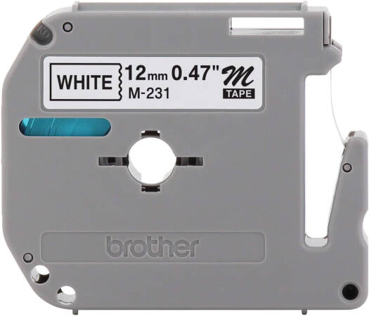 Brother MK231 Black on White MK Tape, Thermal Tape, 12mm Width, 8m Length, Durable Label, White | MK231