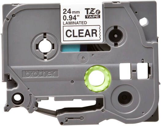 Brother TZE-151 Cassette Tape, 24mm Width, 8M Length, Black on Clear, Laminated | TZE-151