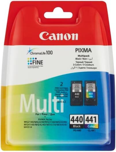 Canon PG 440 Black Ink Cartridge &CL 441 Colour Ink Cartridge Multi-Value Saving pack-Pack of 3pcs