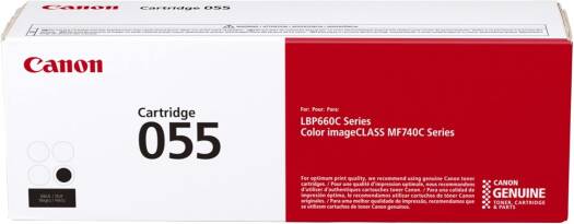 Canon Genuine Toner, Cartridge 055 Black (3016C001) 1 Pack Color imageCLASS MF741Cdw, MF743Cdw, MF745Cdw, MF746Cdw, LBP664Cdw Laser Printers