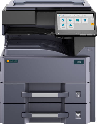 Triumph Adler 3263i Multi-Function Laser Printer, Fax, Scan, Print, Copy, 9" Color Touch Screen, 32 ppm Print Speed, 1200 x 1200 DPI Resolution, USB 3.0 Interface, Double Tray, Black | 3263i-DT