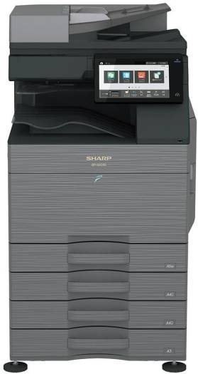 SHARP BP-50C26 MFP Color Laser Printer, 26 ppm Print Speed, Std 650 Max 6300 Sheets Paper Capacity, 128GB SSD, 1200 DPI, 10.1" Touch Display, Smart Scanning, Gray | BP-50C26