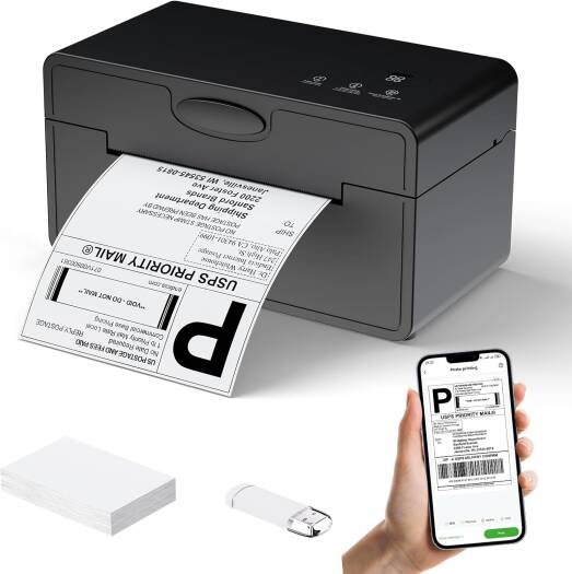 PeriPage Thermal Label Printer 4x6, DHL Shipping Label Printer, Wireless Bluetooth Label Printer for DHL UPS USPS, Compatible with iPhone iPad Windows, Black | PB41