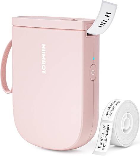 NIIMBOT Label Maker Bluetooth Mini Label Printer D11-H Version, Portable Label Maker with Tape Thermal Sticker Small Labeler, 300 DPI High Clearity Rechargeable, Pink | D11-H-Pink