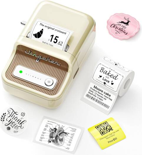 NIIMBOT B21 Label Maker, 2 Inch Portable Thermal Label Printer, Label Maker Machine with Tape, Compatible with Android, iOS & PC, White | B21-W