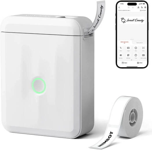 NIIMBOT D110 Mini Label Maker Machine, Portable Bluetooth Thermal Printer, Sticker Labeler with Multiple Templates, Printing Width up to 15mm, 203DPI Resolution, 1500mAh Battery, White | D110