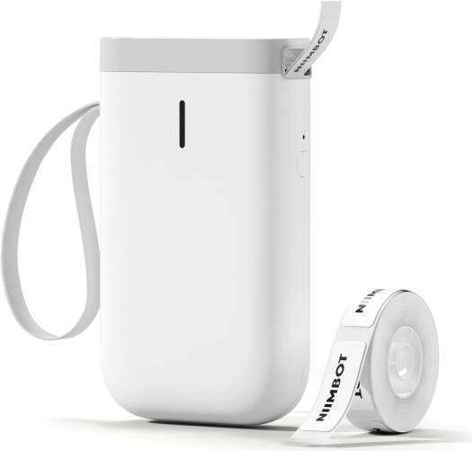 NIIMBOT D11 Label Maker Machine with Tape, Portable Bluetooth Thermal Label Printer Wireless Connection Rechargeable Labeler, White | DD11-W-1