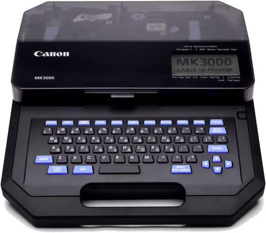Canon MK3000 Cable ID Printer, resolution up to 300 dpi, 25mm per Second Print Speed, Backlit LCD display, Thermal Transfer Technology, Black | MK3000