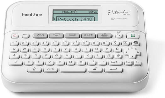 Brother PT-D410 Label Printer, 20mm Per Second Fast Print Speed, 15 Built-In Fonts, 120 Decorative Frames, 700 Symbols, 50 Programmable Memories, White | PTD410