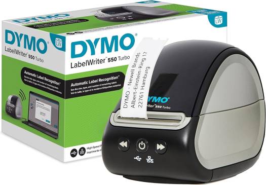 DYMO LabelWriter 550 Turbo Label Printer Label Maker With High-Speed Direct Thermal Printing Automatic Label Recognition Prints Shipping Labels & More With USB/LAN Connectivity, Gray | 2112727