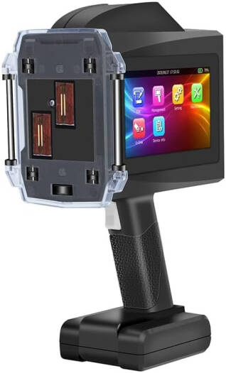 BENTSAI B45 Dual-Head 46mm Handheld Inkjet Printer, Auto Conveyor TIJ Coding Printer for QR Codes, Barcodes, Cartons, Pallets, Sacks & Industrial Packaging, Black | B45