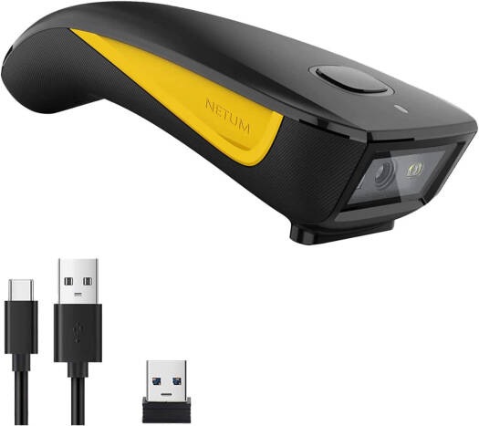 NETUM C750 QR Code Scanner, Mini Bluetooth Barcode Scanner, 1D, 2D, Wireless 2.4G Cordless Image Reader, USB Portable, Handheld Inventory Scanner, Black | C750