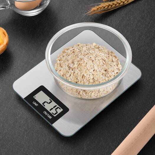 EpicArma Digital Smart Food Kitchen Scale, Measures in Grams and Ounces, Brushed Stainless Steel, Tare Function, Touch-Sensitive Buttons, Gray | EA-KS2516-GY