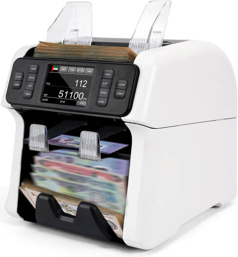Ribao VS75 Banknote Sorter Machine | High-Speed Currency Sorting & Counting Machine for Cash Handling, White | VS75