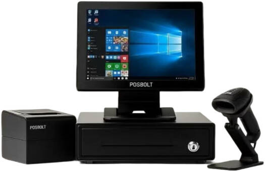 POSBOLT P622 4210U All-in-One POS System Combo, 15″ Touch Screen Display, Intel Core i5-4210U, 4GB Memory, 128GB SSD, Windows 10 Pro Trial, Cash Drawer & Barcode Scanner | P622 4210U