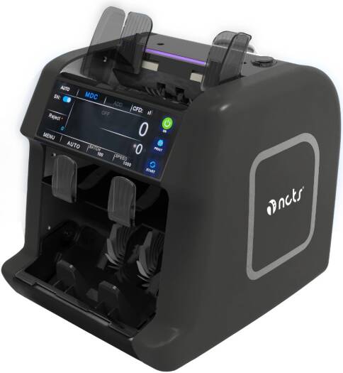 NCTS Money Counter Machine VC033C, Multi-Currency Value Counter with 2CIS Touch Screen, UV/MG/IR Detection, 13 Wheels, Batch Function, Currency Identification for USD, EURO, GBP, Black | NCTS-VC033C