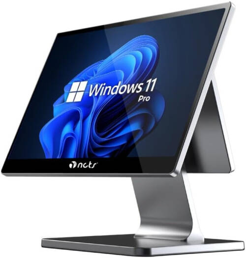 NCTS W585D QSALE W Series POS System, 15.6" Main & 11.6" Dual FHD Touchsreen Display, Intel Core i5-1235U, 8GB DDR4, 512GB NVME M.2 SSD, Windows 11 Pro, Silver | NCTS-W585D Qsale