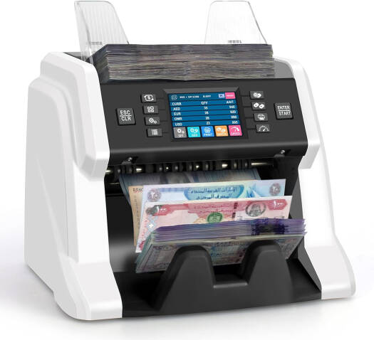 Ribao BC-55 Multi Currency Mixed Denomination Bill Counter, 3.5" TFT Touch Screen Display, 600pcs Hopper Capacity, 200pcs Stacker Capacity, UV, MG, MT, IR, Double CIS, USB, RS232 | BC-55