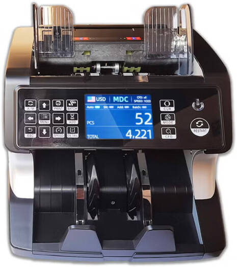 Hitech BC 100PLUS 2 CIS Multi Currency Counting Machine, 10 Currency Capacity, 500 Bills Hopper Capacity, 200 Bills Stacker Capacity, Black | BC-100PLUS