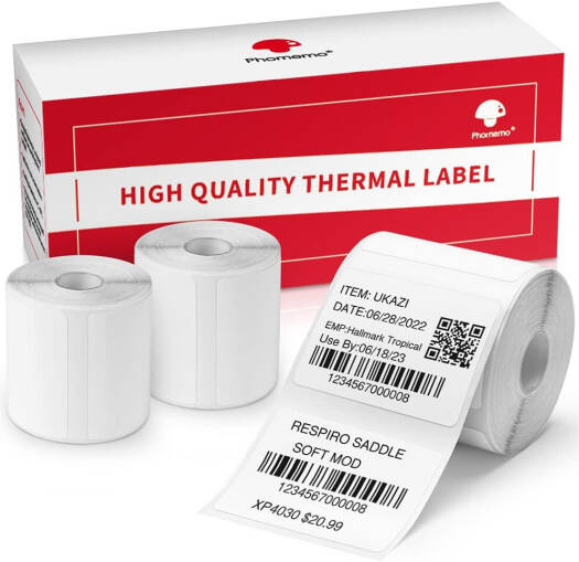 Phomemo 3 Rolls Thermal Paper, Compatible for M120/M110/M110S/M200/M220, 1.57'' x 1.18''(40x30mm), Multipurpose Barcode/FNSKU/FBA Labels, 230Labels/Roll, Black on White