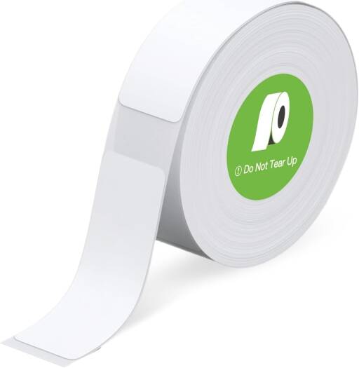 Green Lion Label Maker Tape Thermal Printer Labels 40x14mm Self Adhesive Waterproof Oil Resistant 180 Labels RFID Chip, Single Roll | GNLBLMKTPWH