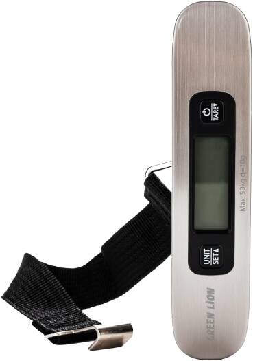 Green Lion Digital Luggage Scale, 50kg Capacity, Tare Function, Digital Display, Auto Shut-Off, Overload Indicator, Stainless Steel, Portable & Travel-Friendly, Silver | GNDLUSCL50SL