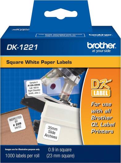 Brother Dk1221 Square Paper Labels, 1000 Labels , White