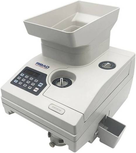 Ribao HCS-3300 High Speed Coin Counter and Sorter, Standard Extended Hopper, 12000 Coins Hopper Capacity, 2300 Coins/Min Counting Speed, 3 Counting Modes, Memory Backup Function, White | HCS-3300