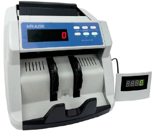 Mirage SY-12 UV Automatic Currency Counting And Detecting Machine, 200 Pcs Stacker/Hopper Capacity, 60W Power Consumption, 1000 Notes/ Min Counting Speed, LCD | SY-12UV/MG