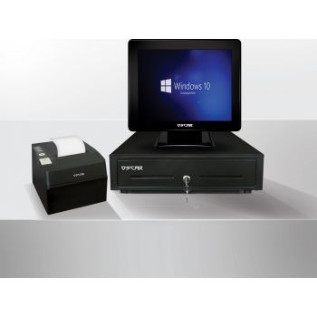 OSCAR Point of Sale POS System Core i5 4GB RAM 128GB SSD 15" Touchscreen POS Terminal + Thermal Receipt Printer 80mm + Cash Register Drawer 5Notes 8Coins - Shiny Black | MTPOSC51800NB-02