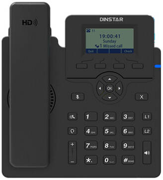 Dinstar Entry Level IP Phone, 132x64 Pixel Graphical LCD, 2 SIP Accounts, HD Voice, Programmable DSS Keys, 5-Way Conference, No Backlight, 2 Ethernet Port, PoE, Black | C60SP