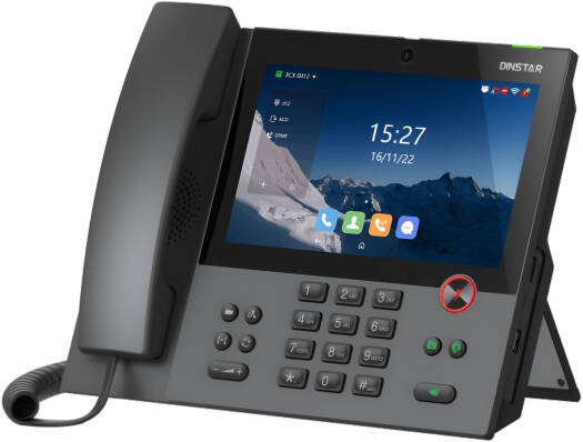 Dinstar Enterprise-Grade Video Phone, 16 SIP Accounts, 8-Megapixel High-Definition Camera, 10-Party Voice Conversation, Built-in Bluetooth, Built-in Wi-Fi, Android 11, Black | A808A