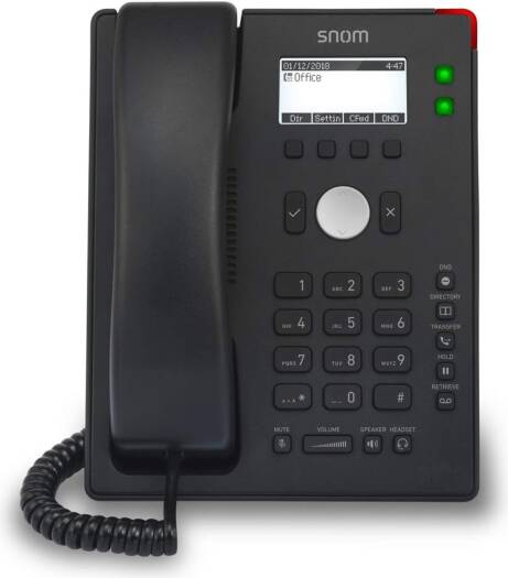 SNOM D120 VoIP Desk Phone, with 2 SIP Accounts, Backlit Display, PoE Support, 360° Call/Message LED Indicator, Wideband Audio, and Integrated Speakerphone, Ideal for Business and Office Use | D120