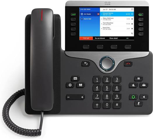 Cisco 8841 VOIP IP Phone, 5" 24-Bit Color Display, Full-Duplex Speakerphone, RJ-9 Headset Port, 4 Programmable Line Keys, 5 Number Line Keys, 2 Ethernet Switch Port, Wall Mountable, Black | CP-8841-K9