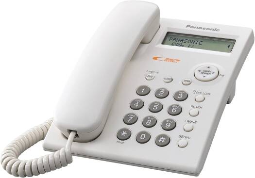 Panasonic KX-TSC11 Corded Phone with Caller ID, One-Touch Tone Switching, 2-Line LCD Display, 3.5 s Insertable Pause, White | KX-TSC11FX1W