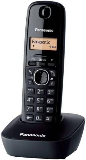 Panasonic KX-TG1611 DECT Cordless Telephone, Caller ID Wall Mountable, 17 hrs talking time, Black | KX-TG1611