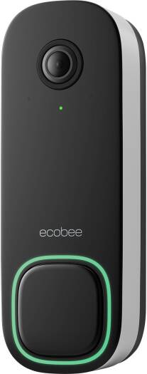 Ecobee Smart Doorbell Camera, Wired, 5MP Image Sensor, 8x Digital Zoom, f/2.2 Lens, Night Vision, Dual-Band Connectivity Wi-Fi, Bluetooth Low Energy, Black | EB-CAMSDB-01