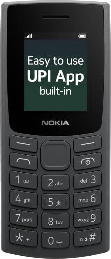 Nokia 105 Dual SIM 4G Smart Phone, 1.8" QQVGA Display, Symbian OS, Wireless FM Radio, Space for 2,000 Contact and 500 SMS, Built-In UPI App, Charcoal | NOKIA TA-1557